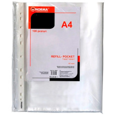 Файл, A4+, PP, 40мкн., глянц, прозор., уп.100шт.,5705 , NORMA