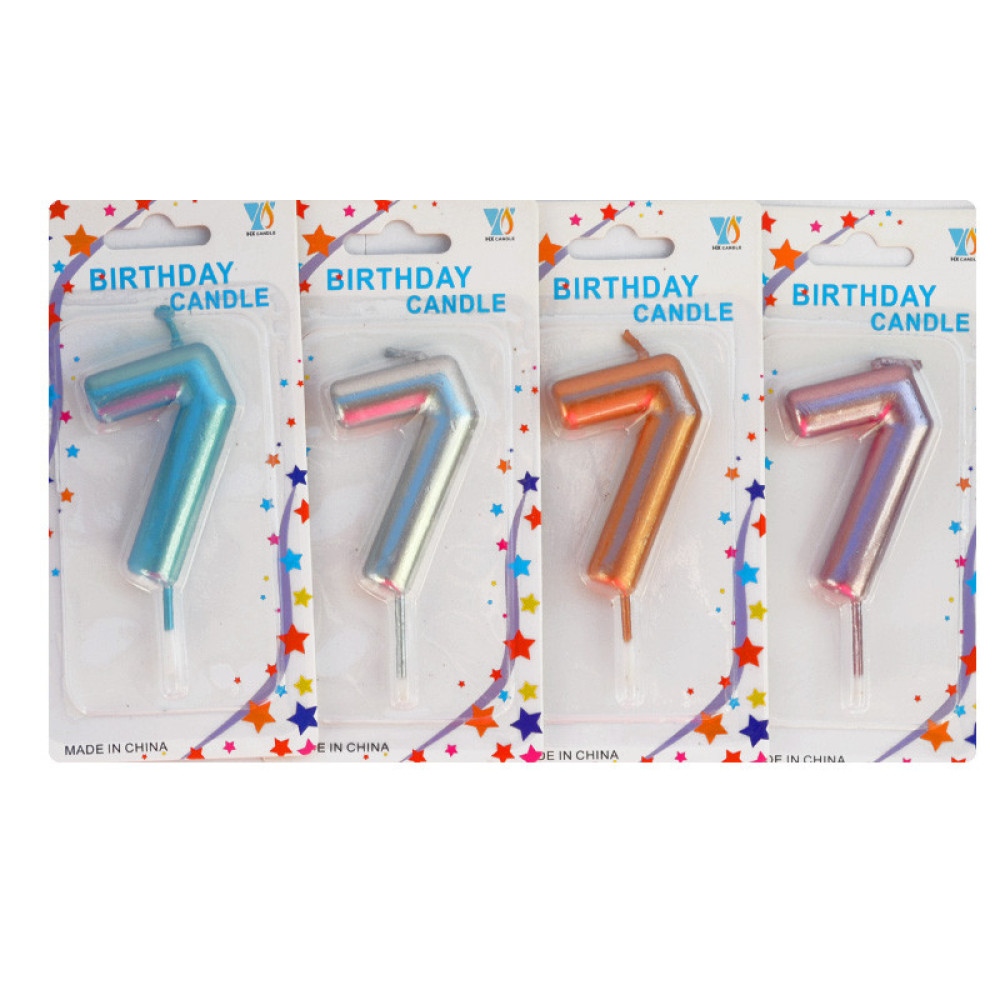 Свічка цифра "7", асорті