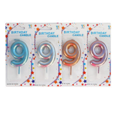 Свічка цифра "9", асорті