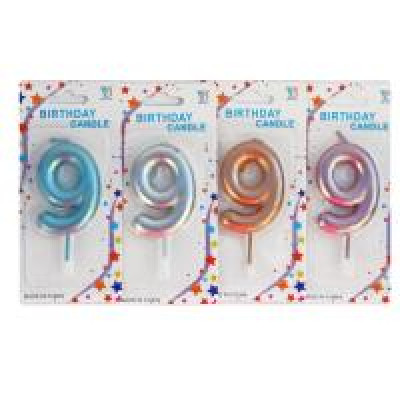 Свічка цифра "9", асорті