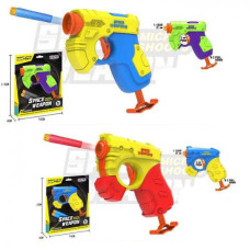 Пістолет KT228-11-12 (54шт) 12см, м'які кулі 4шт, 2 види по 2 кольори, в кор-ці, 16,5-20,5-4см