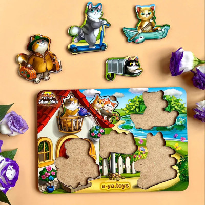 Вкладиш маленький: Котики - 1 (з будиночком) (230x160x6 мм) PCD140