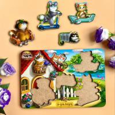 Вкладиш маленький: Котики - 1 (з будиночком) (230x160x6 мм) PCD140