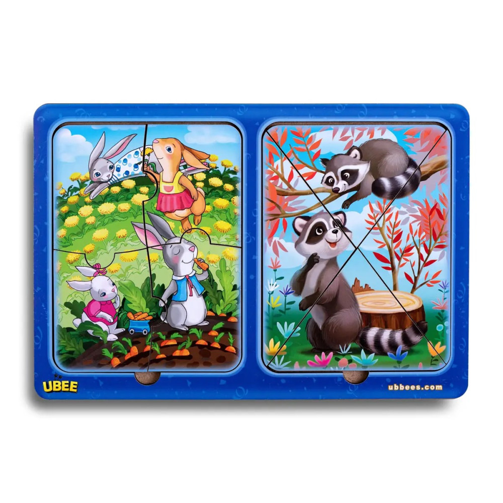 Пазли в рамці "Зайчики та єнотики" (230x160x6 мм) PCD182