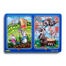 Пазли в рамці "Зайчики та єнотики" (230x160x6 мм) PCD182