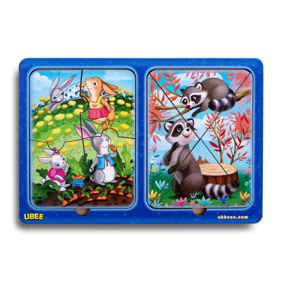 Пазли в рамці "Зайчики та єнотики" (230x160x6 мм) PCD182