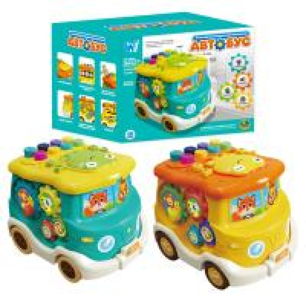 Музичний Автобус 49202 (60) "WToys", 2 кольори, ОЗВУЧУВАННЯ УКРАЇНСЬКОЮ МОВОЮ, 5 казок, 10 пісень, 10 скоромовок, 10 загадок, підсвічування, лабіринти