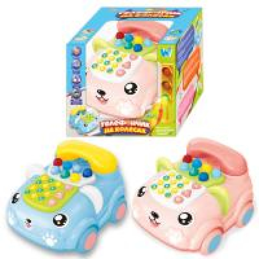 Телефончик на колесах 30708 (36) "WToys", 2 кольори, ОЗВУЧУВАННЯ УКРАЇНСЬКОЮ МОВОЮ, колесо вільного руху, пісні, цифри, звуки, казки, світло, в коробц