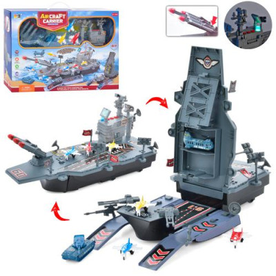 Набір з транспортом HS530A (6шт) корабель, військова техніка,звук, світло, на бат-ці, в кор-ці, 52-36-12,6см