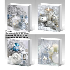 Пакет подарунковий середній "Срібний їграшки свічка" (32×26×10 см) 14207