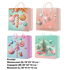 Пакет подарунковий середній "Солодощі" м'ятно рожевий (32×26×10 см) 14192