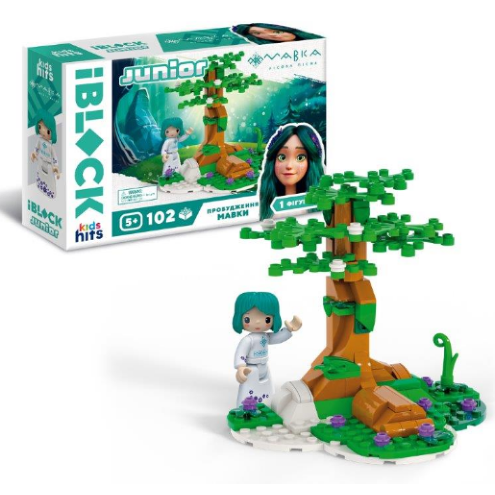 Конструктор Kids hits IBLOCK JUNIOR арт. PL-921-519 (24шт) МАВКА, 102 дет, 1 фігурка, наліпки, татуювання, інструкц, у короб. 24*6*16см