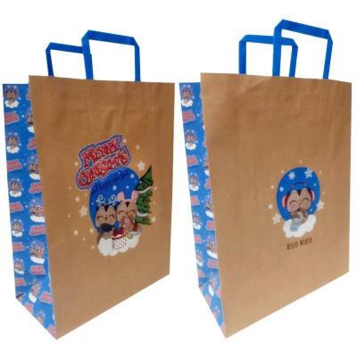 Пакет подарунковий крафт "Новорічні сови" 32х15х38 см KGB323815-26