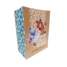 Пакет подарунковий крафт "Санта на ковзанах" 25х15х34,5см KGB253415-22