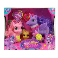 Набір поні 907-4 (48) 3 фігурки, люстерко, гребінець, резинка для волосся, 2 заколки, в коробці