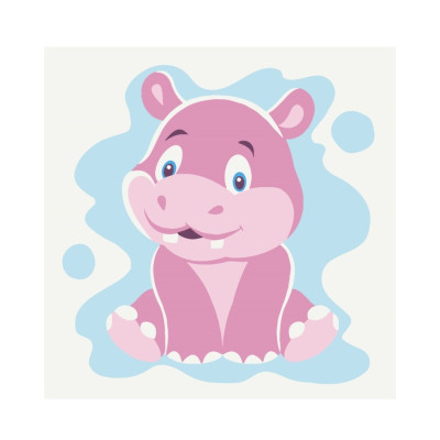 Розмальовка на полотні Щасливий бегемотик (20x20 см) MBS034