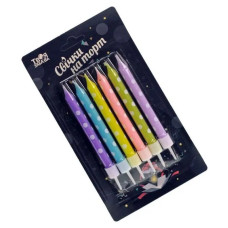 Свічки для торта кольорові з білим горошком 6 шт Твоя Забава 7019-0108