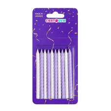 Свічки для торта "Спіральки" маленькі біло-лавандові 10 шт 8022-0012