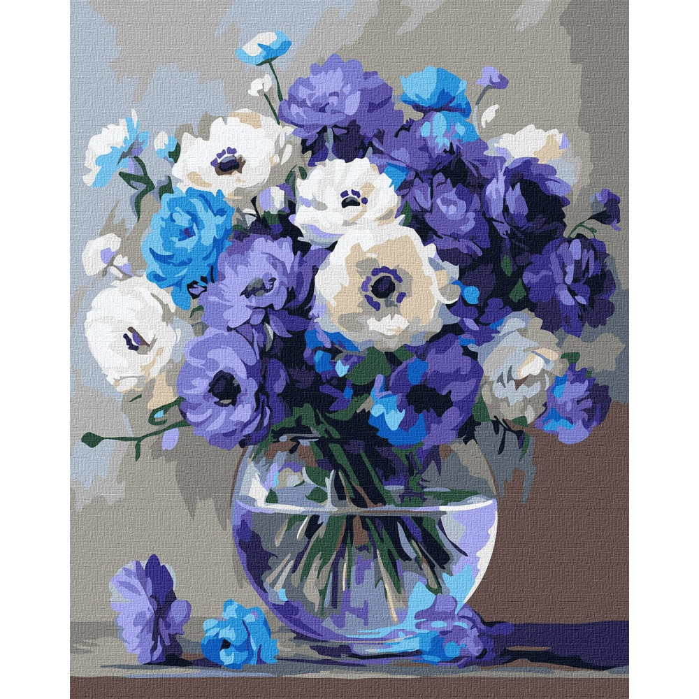 Набір для розпису по номерах "Букет блакитних квітів" 40x50см KHO3327