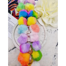 Гумка для волосся помпон хутро кольорове 4 см ДД-581