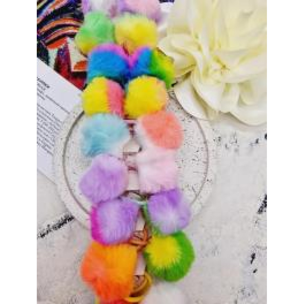 Гумка для волосся помпон хутро кольорове 4 см ДД-581