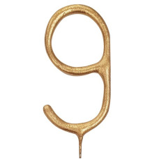 Свічка-цифра бенгальська "9" золото 7025-0010
