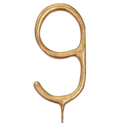 Свічка-цифра бенгальська "9" золото 7025-0010