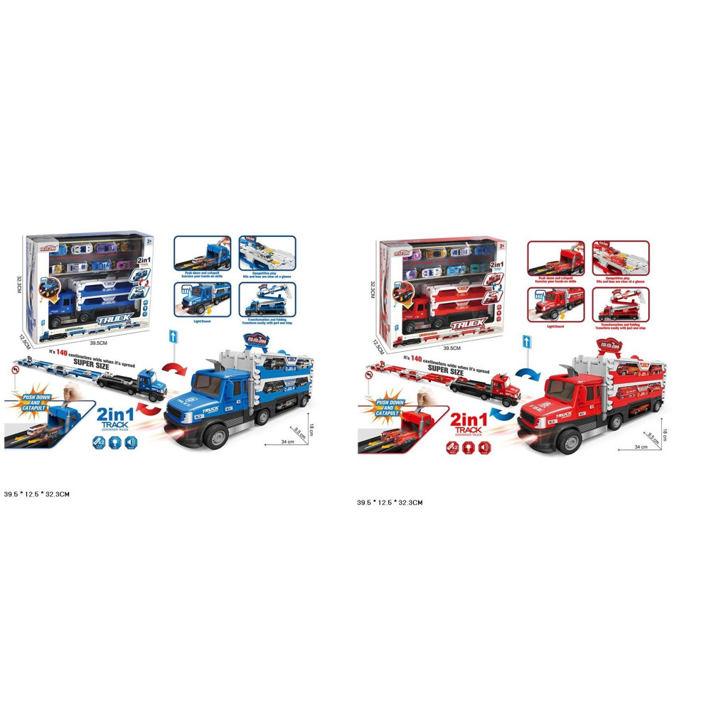 Трейлер арт. 660-S39/660-S40 (18шт/2)  батар. 2 види,світло,звук,машинки у наборі, короб. 39,5*12,5*32,3см