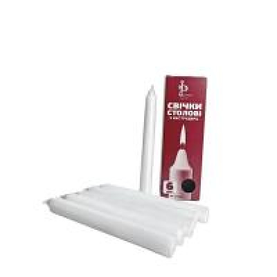 Свічки "Столові" білі екструдер 6 шт 7019-0088