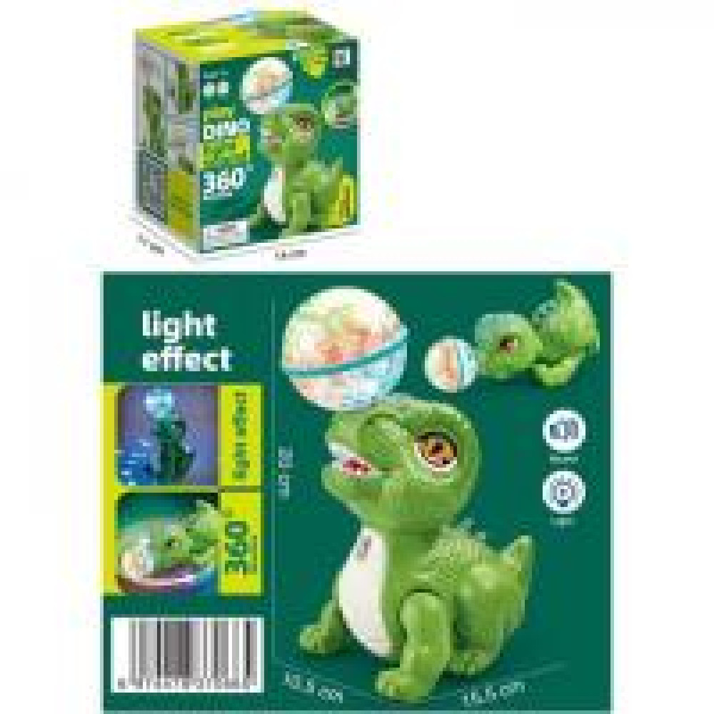 Музична іграшка YJ-3048 (48шт) динозавр, куля, 20см, музика, світло, оберт 360, на бат-ці, в кор-ці, 14-14,5-10,5см