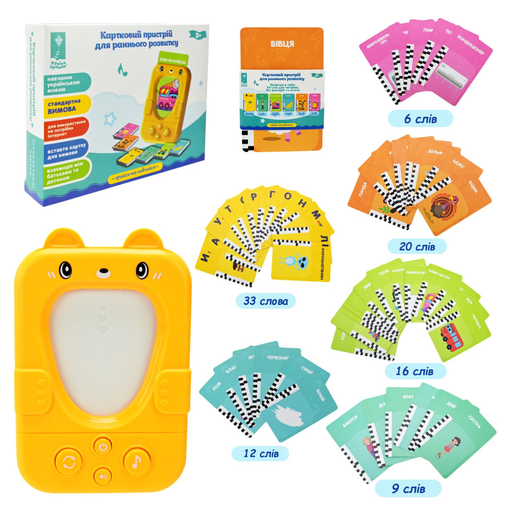 Картковий пристрій (картрідер) PL-724-02 (96 шт/2) навчання на укр., 96 учбових карток по 6 темам, короб.15,5*12,3*3,2см
