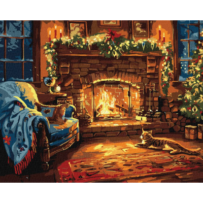 Набір для розпису по номерах "Святковий камін" 40х50 см KHO6663