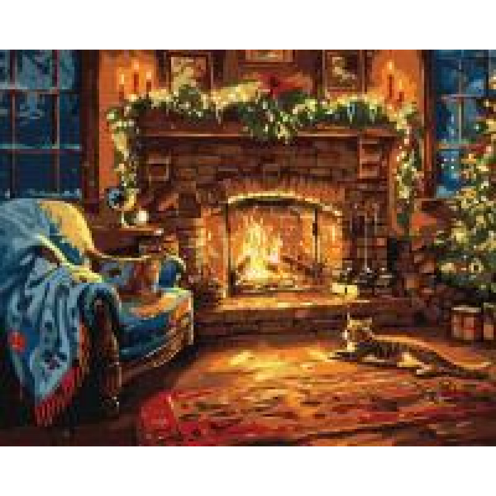 Набір для розпису по номерах "Святковий камін" 40х50 см KHO6663