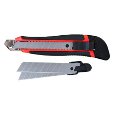 ніж трафарет.,+2леза 18мм,автофікс.,метал.напр.,прогумов., 4512, NORMA