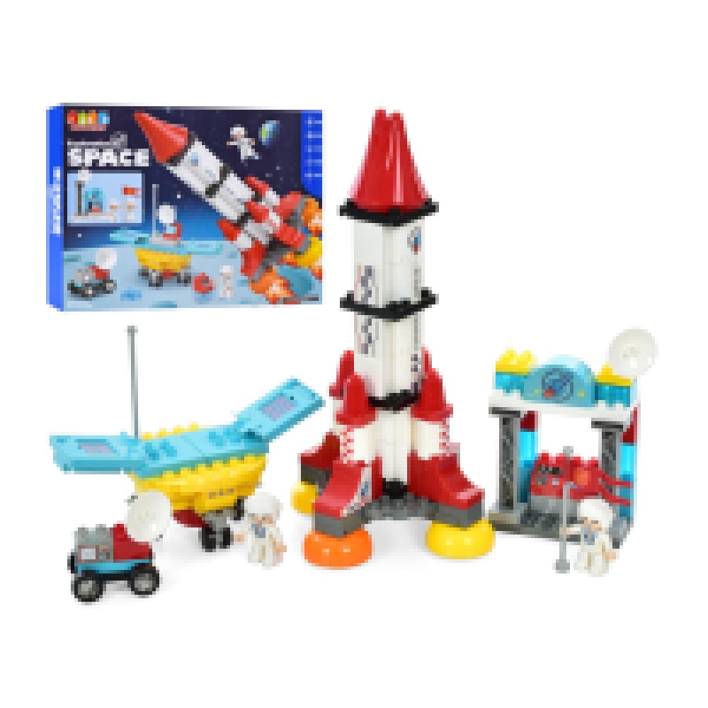 Конструктор JDLT 5455 (8шт) космическая ракета, луноход, база, фигурки,126дет,в кор-ке,55-42-10см