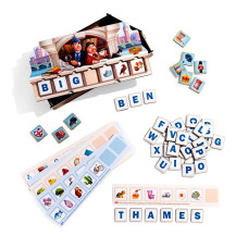 Дерев'яна дитяча розвиваюча гра "Ребус" англійською мовою PCD256