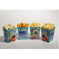 Коробочка для попкорну та солодощів "З Днем Народження" блакитна 5 шт 7007-0012