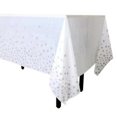 Скатертина "Срібні зірки на білому" 7035-0054