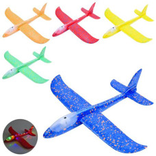 Літак FG231009003M (120шт) 47см, світло(3режими), пінопласт, мікс кольорів, на бат(табл), у пакеті, 12,5-47-4,5см