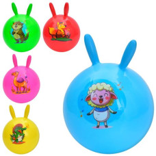 М'яч дитячий MS 4404 (144шт) 9 дюймів, з ріжками, 57-60г, принт-тварина, мікс видів / 5 кольорів,