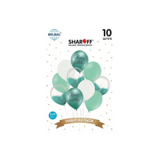 Набір латексних куль Sharoff "Happy Birthday" Тіффані + білий (10 шт) 11414