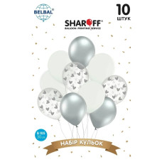Набір Латексних Кульок Sharoff "Срібні серця з білим" (10 шт) 11408