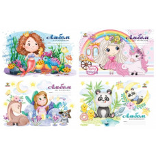 Альбом для малювання, 100г, на скобі, 202х292 мм,  8 аркуш.Захисний лак диз.22116,22117,22118,22119