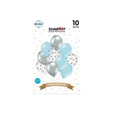 Латексні Кульоки Sharoff "Срібні серця з блакитним" (10 шт) 11410 ЦІНА ЗА  шт