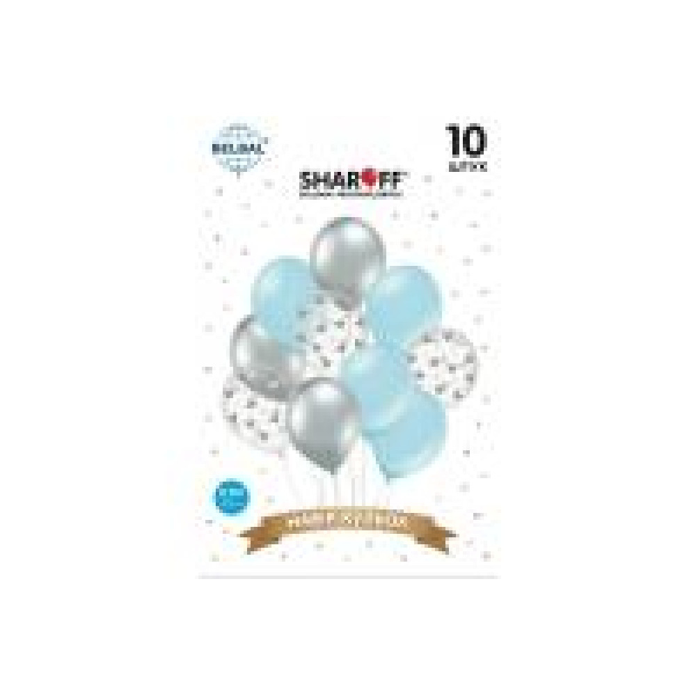 Латексні Кульоки Sharoff "Срібні серця з блакитним" (10 шт) 11410 ЦІНА ЗА  шт