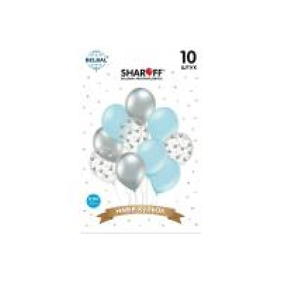 Латексні Кульоки Sharoff "Срібні серця з блакитним" (10 шт) 11410 ЦІНА ЗА  шт