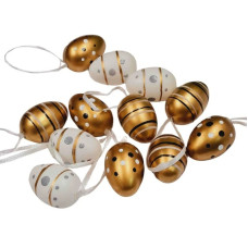 Набір "Яйця декоративні в тубусі міні" біло-золоті 4 см 12 шт 7039-0095