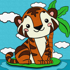 Набір для розпису по номерах  для дітей "Миле тигреня" 25х25см KHO9068