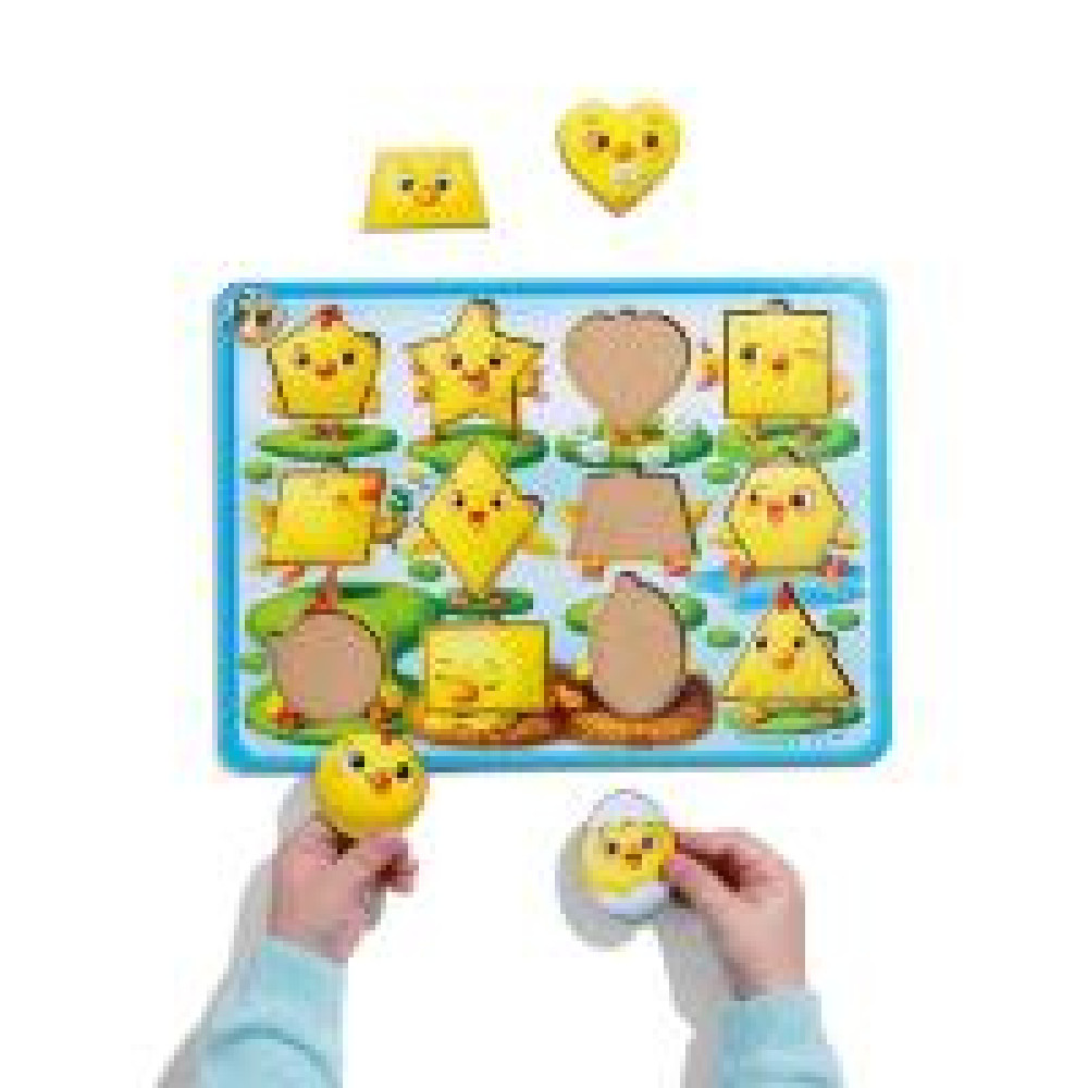 Розвиваючий дерев'яний сортер-вкладка 320x230x6 мм. "Курчата - фігури"