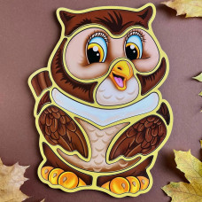Контурний пазл (дерев'яний) - Сова. Розвиваюча гра для малят (320x230x6 мм) ПСД087